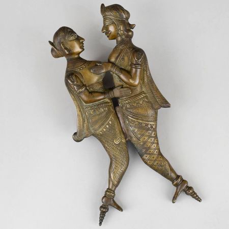 Vintage Brass Dancing Couple Nut Cutter with Sculpted Figure Handles