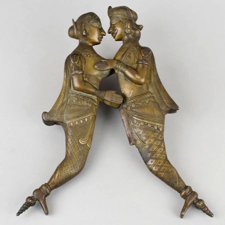 Vintage Brass Dancing Couple Nut Cutter with Sculpted Figure Handles