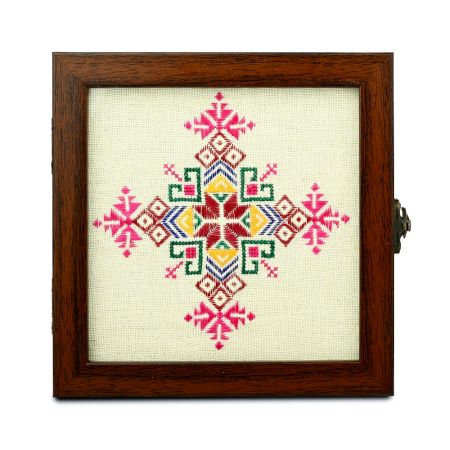 Banaskantha Suf Embroidery Wooden Jewelry Box with Glass Top