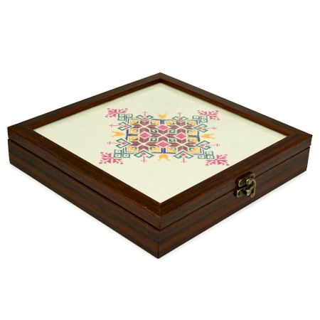 Banaskantha Suf Embroidery Keepsake Box with Geometric Thread Art