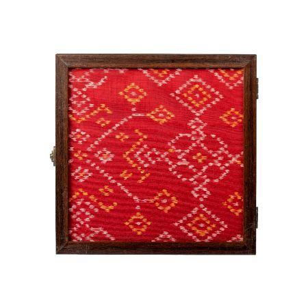 Patola Fabric Wooden Keepsake Box with Glass Top