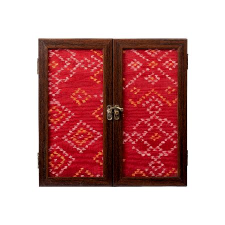 Patola Fabric Double Lid Wooden Storage Box