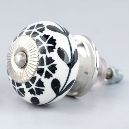 Black Tiny Flower Ceramic Knob