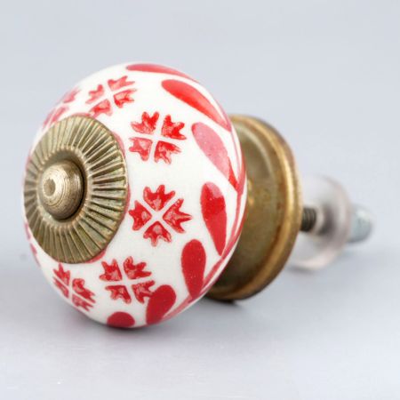 Red Tiny Flower Drawer Knob
