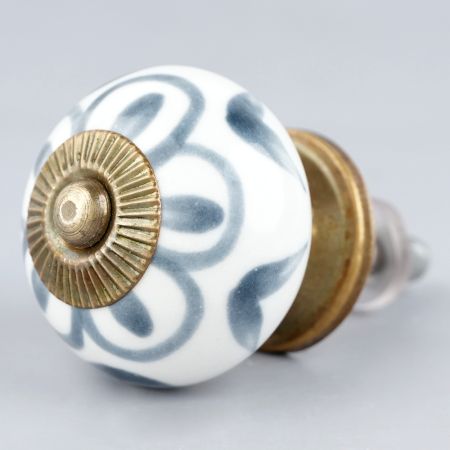 Grey Flower Ceramic Knob