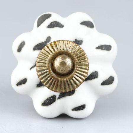White Etched Medium Knob