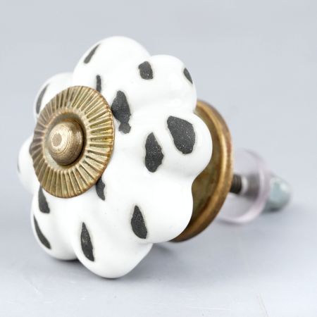 White Etched Medium Knob