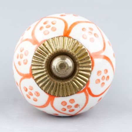 Orange Poinsettia Flower Ceramic Knob