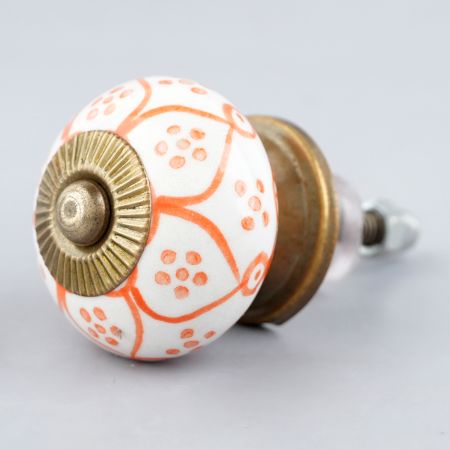 Orange Poinsettia Flower Ceramic Knob