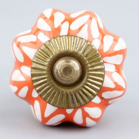 Orange Leaf Medium Ceramic Knob
