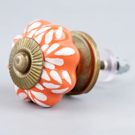 Orange Leaf Medium Ceramic Knob