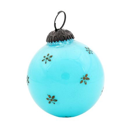 Set Of 4 Piece Turquoise Tiny Flower Medium Christmas Hanging