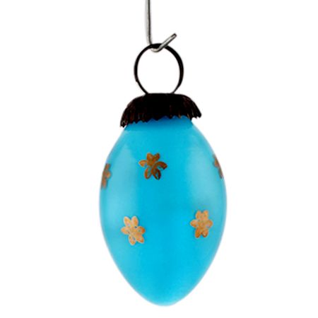 Set Of 4 Piece Turquoise Tiny Flower Avocado Small Christmas Hanging