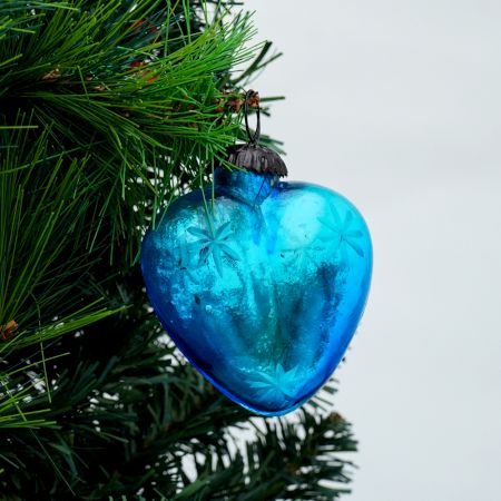 Set Of 4 Piece Turquoise Star Cut Christmas Hanging