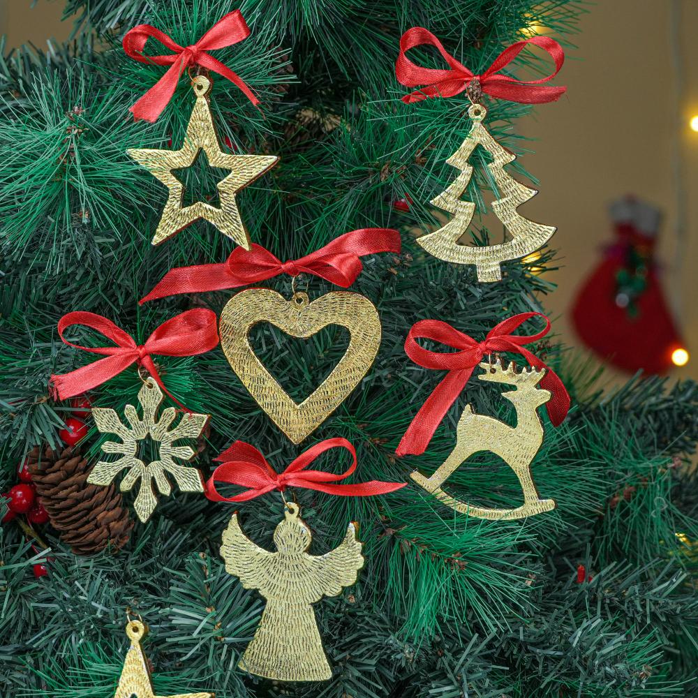 その他 Golden Christmas selfish volume 03.5 Handmade Golden Aluminium Christmas Ornaments - Set of 6