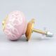 Pink Etched Flower Knob