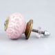 Pink Etched Flower Knob