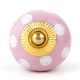 Pink White Polka Round Knob