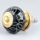 Black Leaf Floral Ceramic Knob