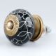 Black Leaf Floral Ceramic Knob