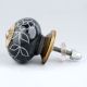 Black Leaf Floral Ceramic Knob