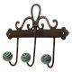 Sage Green Black Strip Ceramic Iron Hooks