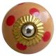Beige Red Dotted Round Ceramic Knob