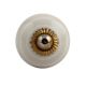 Cream Striped Small Ceramic Cabinet Knob