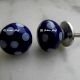 Navy Blue Small Ceramic Polka Knob