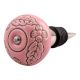 Pink Leaf Flower Etched Ceramic Wine Stopper (Set of one piece)