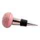 Pink Leaf Flower Etched Ceramic Wine Stopper (Set of one piece)