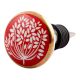 Red Waxflower Flat Ceramic Wine Stopper (Set of one piece)