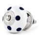White Navy Blue Polka Dot Ceramic Knob