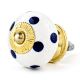 White Navy Blue Polka Dot Ceramic Knob