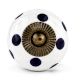 White Navy Blue Polka Dot Ceramic Knob