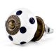 White Navy Blue Polka Dot Ceramic Knob