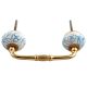 Turquoise Leaf Floral Ceramic Bridge Handle