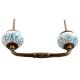 Turquoise Leaf Floral Ceramic Bridge Handle