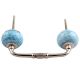Turquoise Leaf Floral Ceramic Bridge Handle