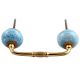 Turquoise Leaf Floral Ceramic Bridge Handle