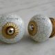 Cream Blue Crackle Dresser Knob