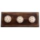 Cream Brown Floral Etched Ceramic Wooden Hooks