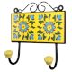 Yellow Turquoise Floral Tiles Hooks