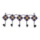 Navy Blue Yellow Floral Tiles Hooks