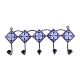 Navy Blue White Floral Tiles Hooks