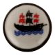 Black Boat Flat Ceramic Wine Stopper