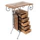 Wooden And Wrought Iron Hand Carved Cabinet With 6 Drawer