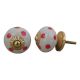 Cream Red Polka Dot Ceramic Dresser Knob