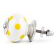 White Yellow Polka Ceramic Furniture Knob