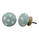 Smoky Green White Polka Ceramic Wardrobe Knob